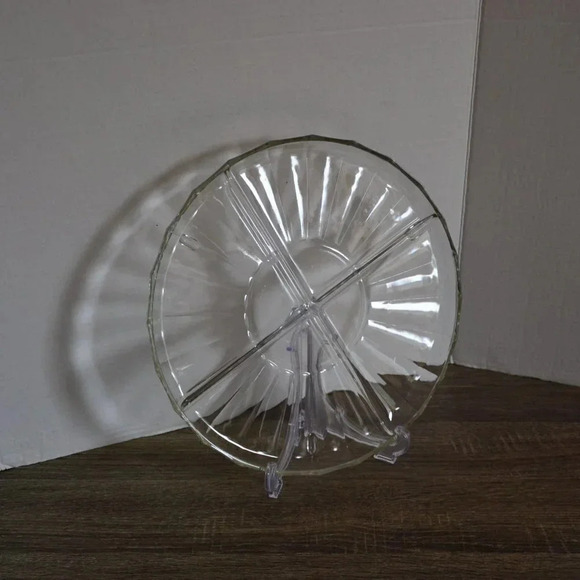 Italian Glass  Divided Serving Platter - Picture 3 of 5